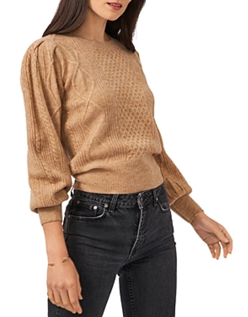 Mixed Knit Crewneck Sweater