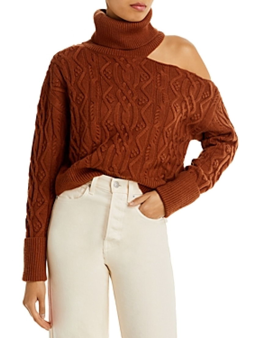 Cable Knit Cold Shoulder Sweater