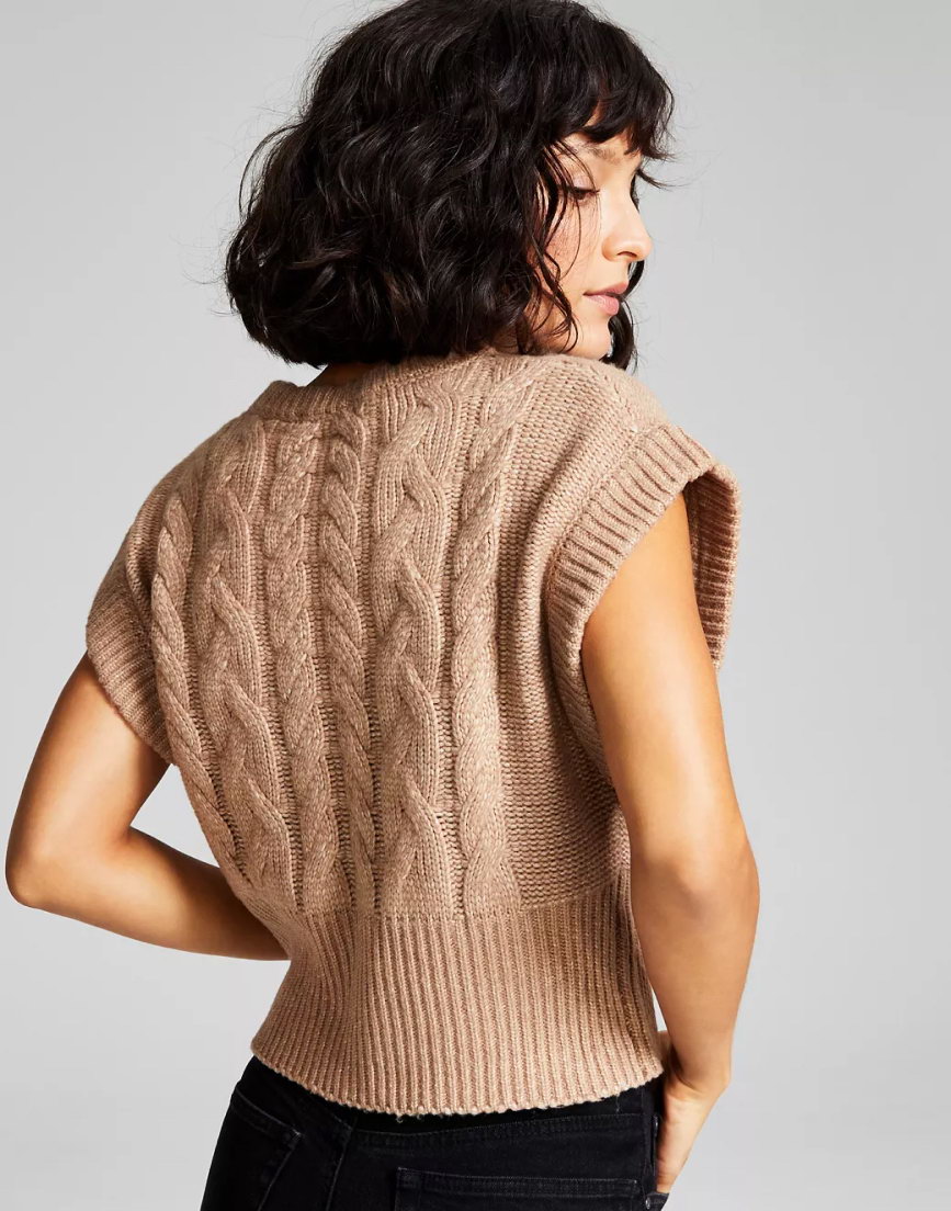 Women's Cable Knit Ribbed Edge Sweater