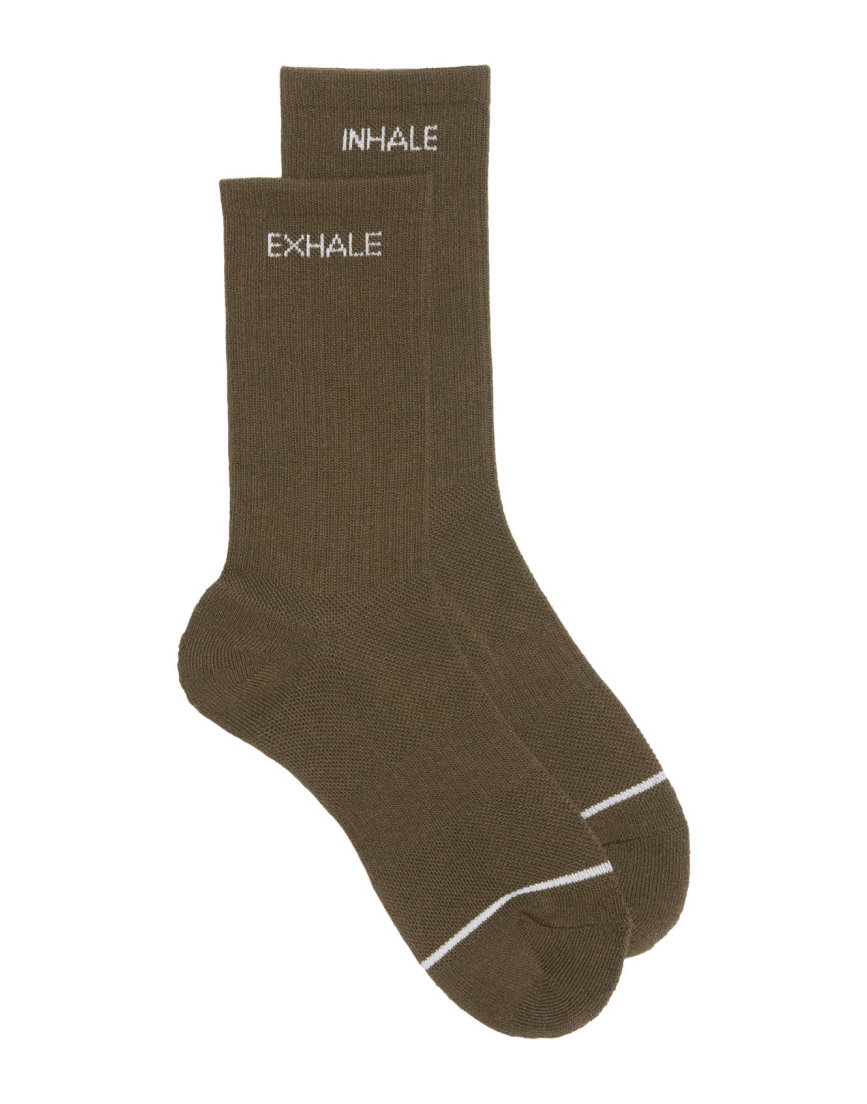 Dark Olive Inhale Exhale Crew Sock