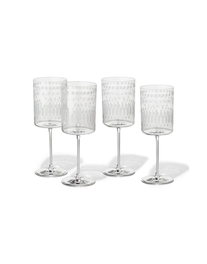Japanese Gusoku Etched Red Wine Glass Set